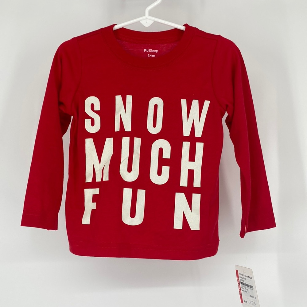 PL SLEEP Girl's Cabin Vibes Long Sleeve Graphic Print Pajama Top Red Size 24M